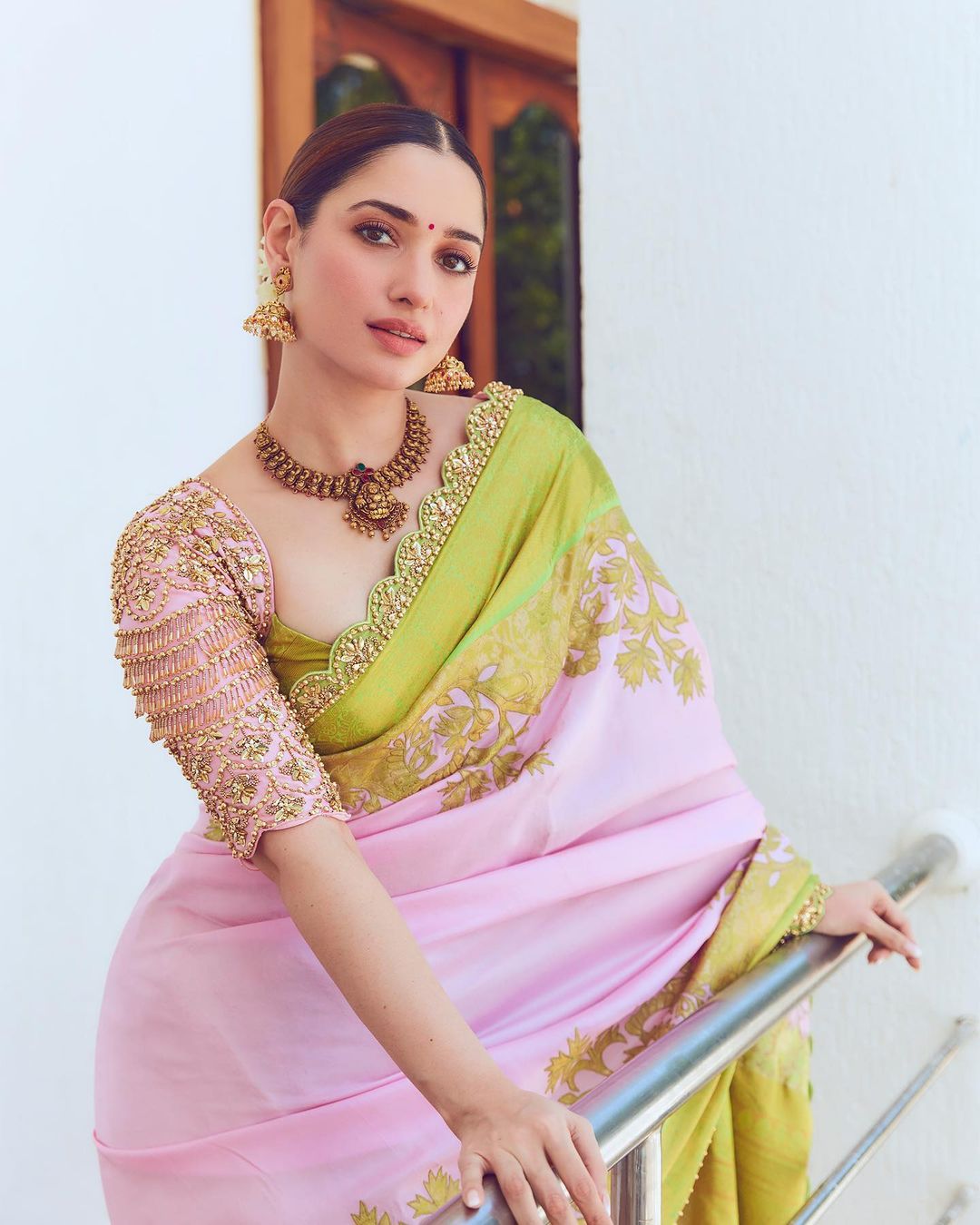 Mumbai Actress Tamanna Bhatia in Traditional Green Saree